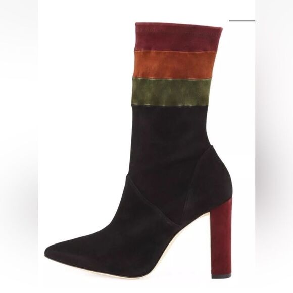 Manolo Blahnik Statlow Striped Stretch-Suede Bootie Size 37/ US 7 - Picture 12 of 12